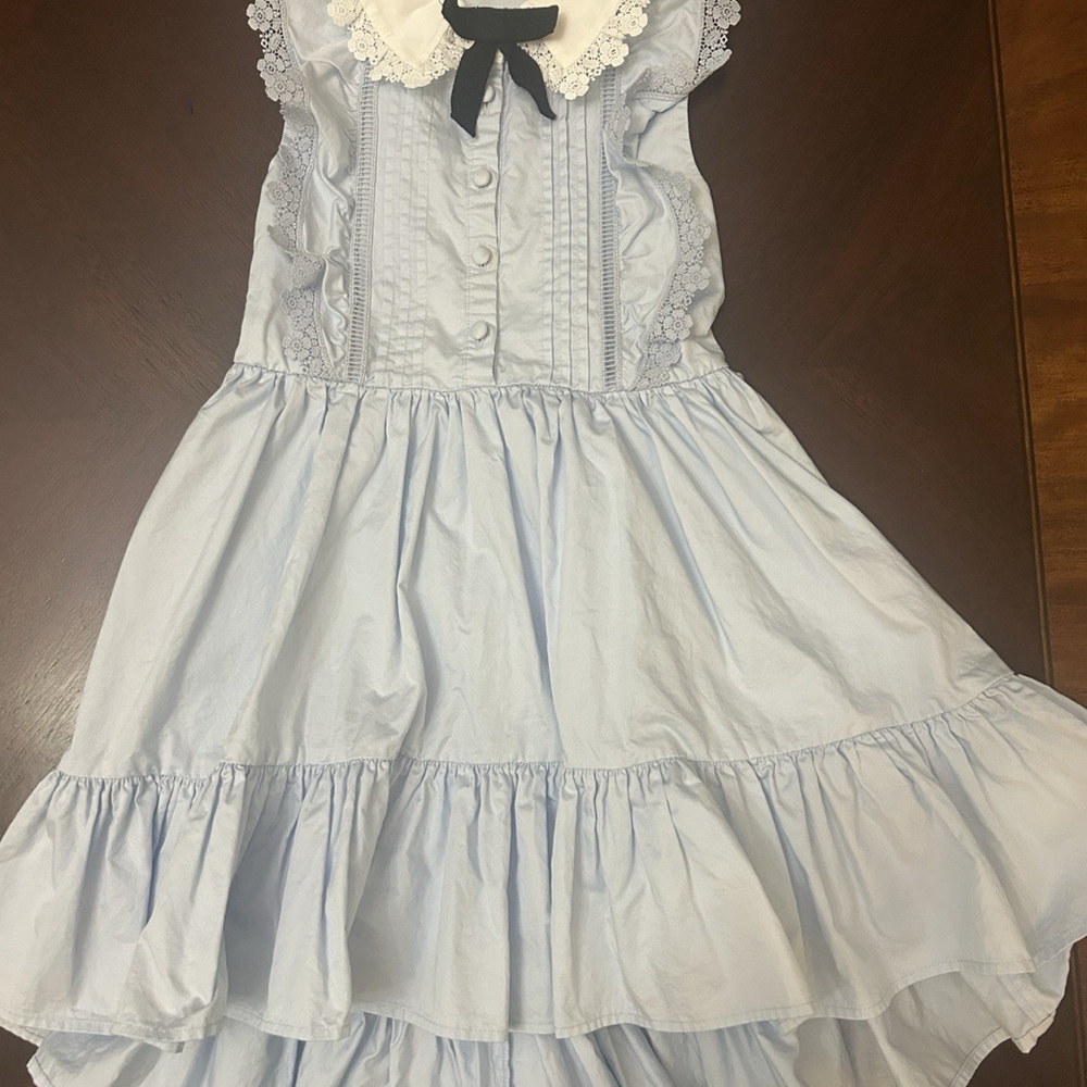 Self-Portrait Girls Lace Collar Blue Ruffle Dress 3-4Y